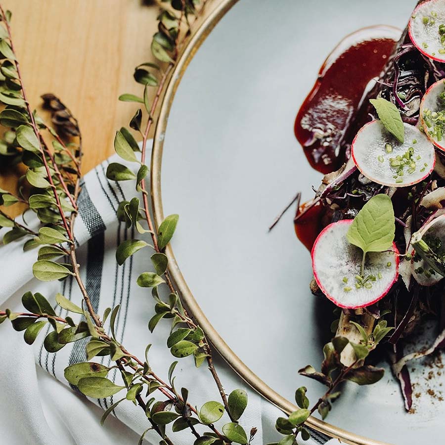 Radish and cabbage plate.
